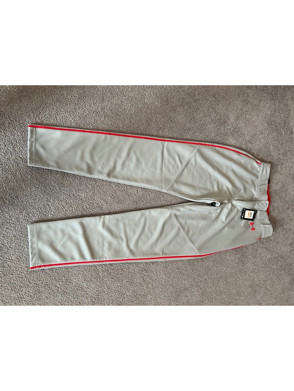 Under Armour Baseball Pants Size Small Gray with Red Trim